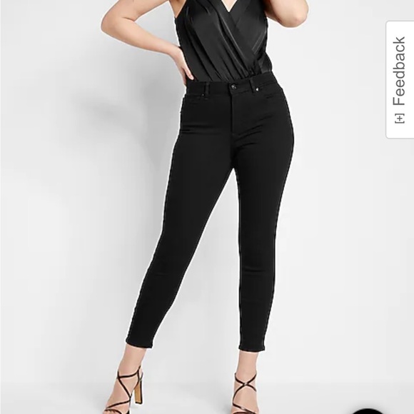 Express Black Skinny High Waist Jeans Sz 4S - Picture 1 of 6